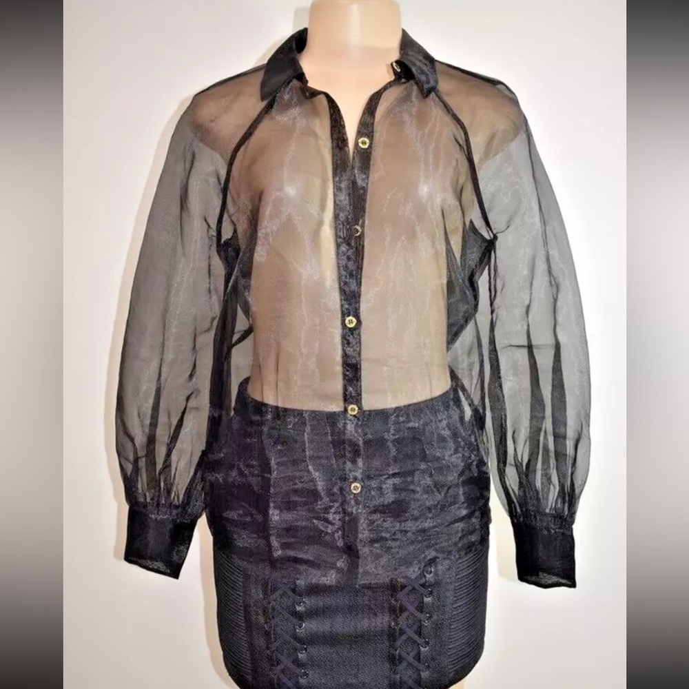 Marciano Guess Black Sheer Taffeta top- Size Small